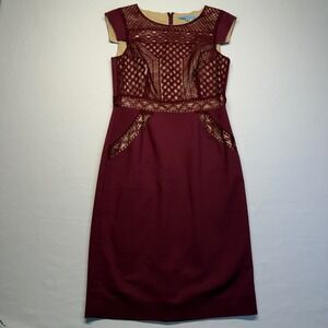 Antonio Melani Sheath Dress 2 Burgundy Lace Women Cocktail Wedding Guest